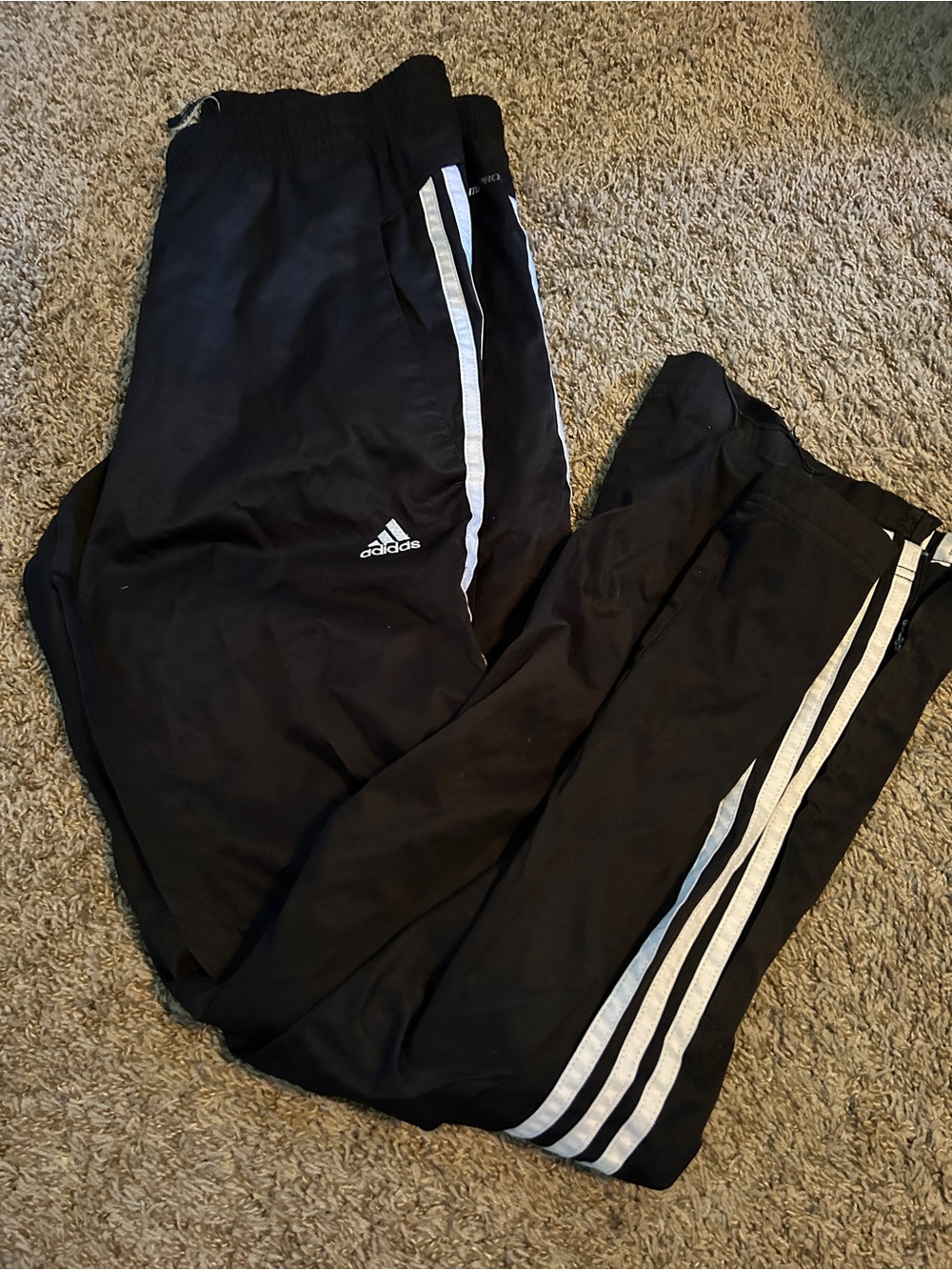 adidas Black Men's Track Pants with White Three-Stripes